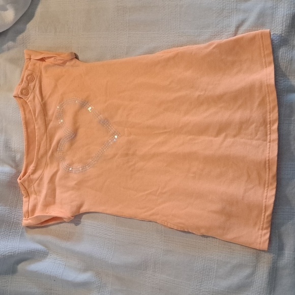 Crazy 8 girls size 5/6 light orange dress with heart sequin design & pockets - Picture 1 of 7